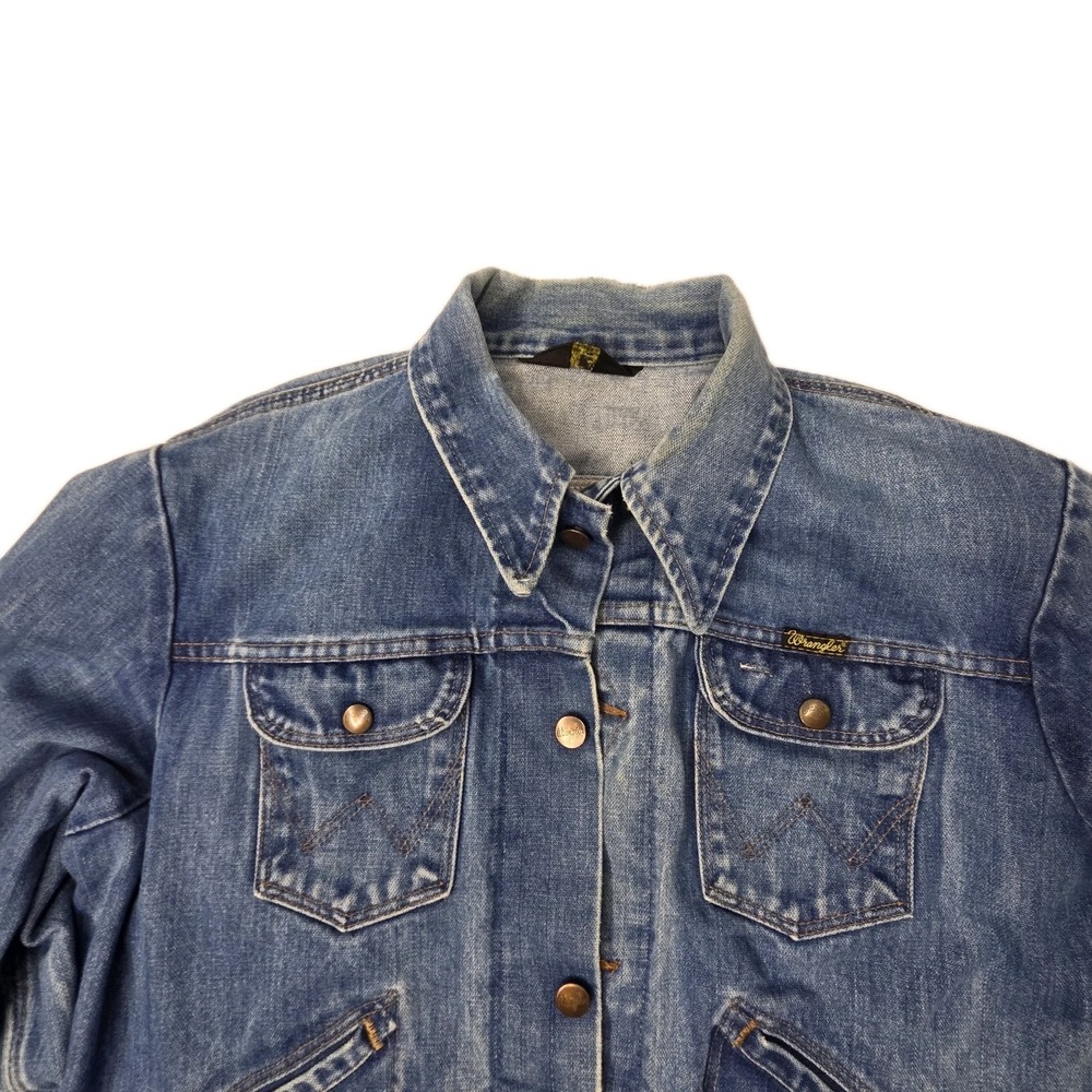 Vintage Wrangler Blue Jean Denim Womens Jacket Beautiful Fade/Wash - Picture 6 of 16